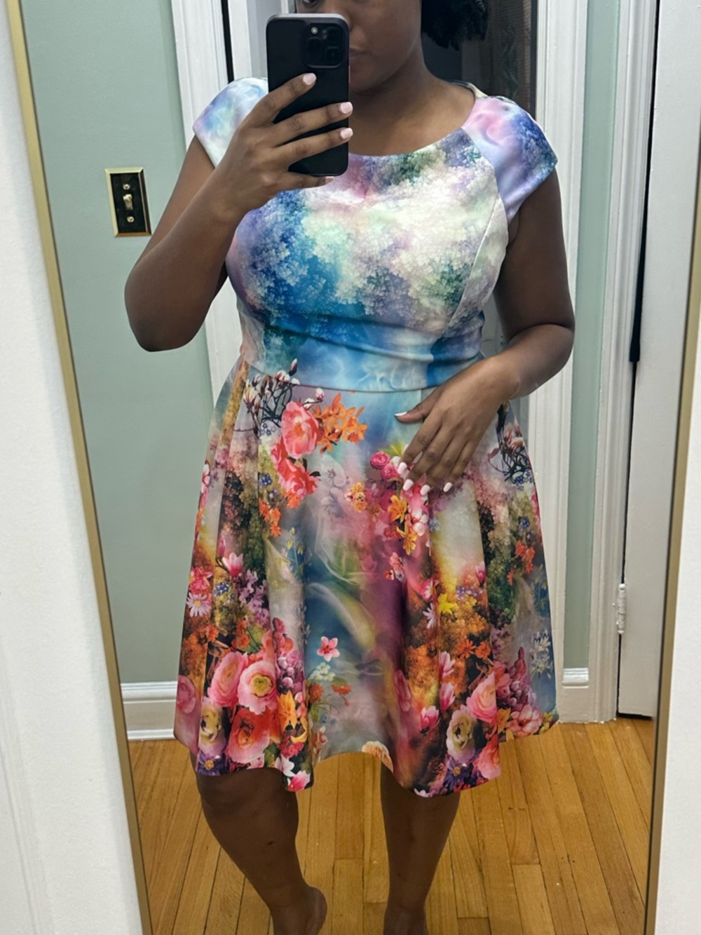 Betsey Johnson Multicolor Floral Fit-and-Flare Dress - Picture 2 of 3